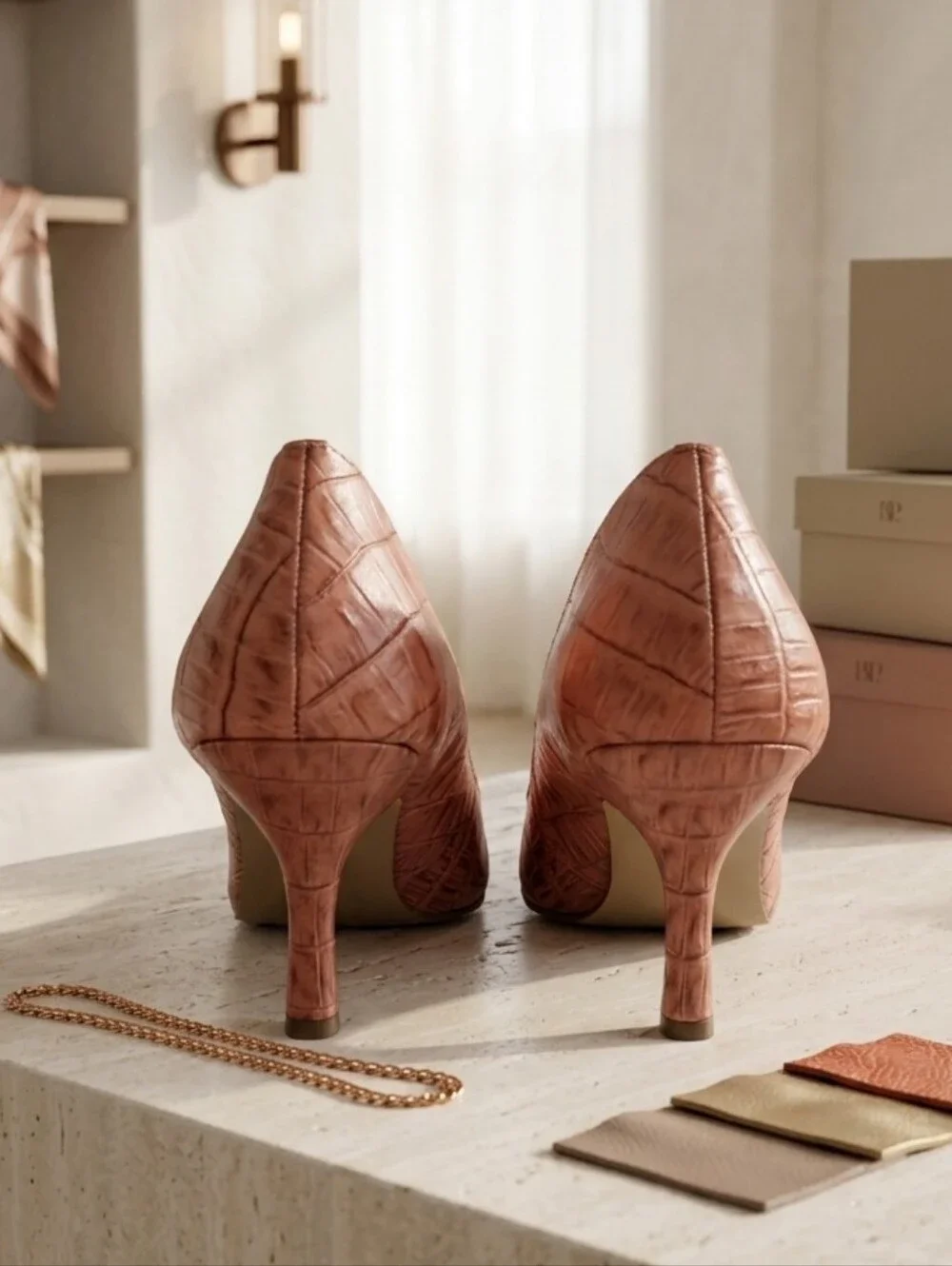BP Nordstrom Melrose Rose Faux Croc Pointed Toe‎ Heels 9.5M